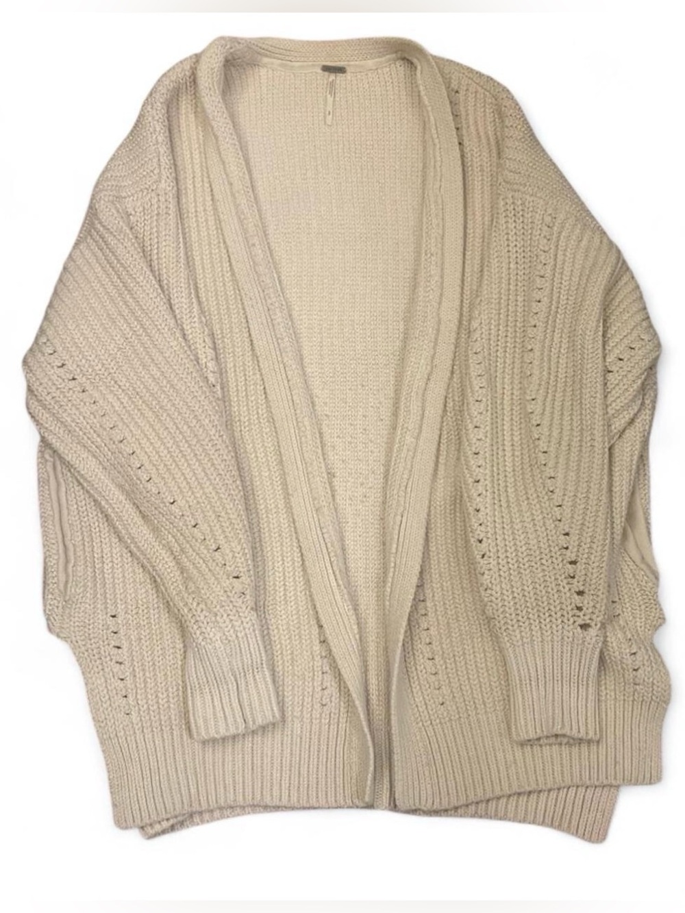 Free People Oversized Knit Open-Front Cream Cable Knit Women's Sweater Cardigan
